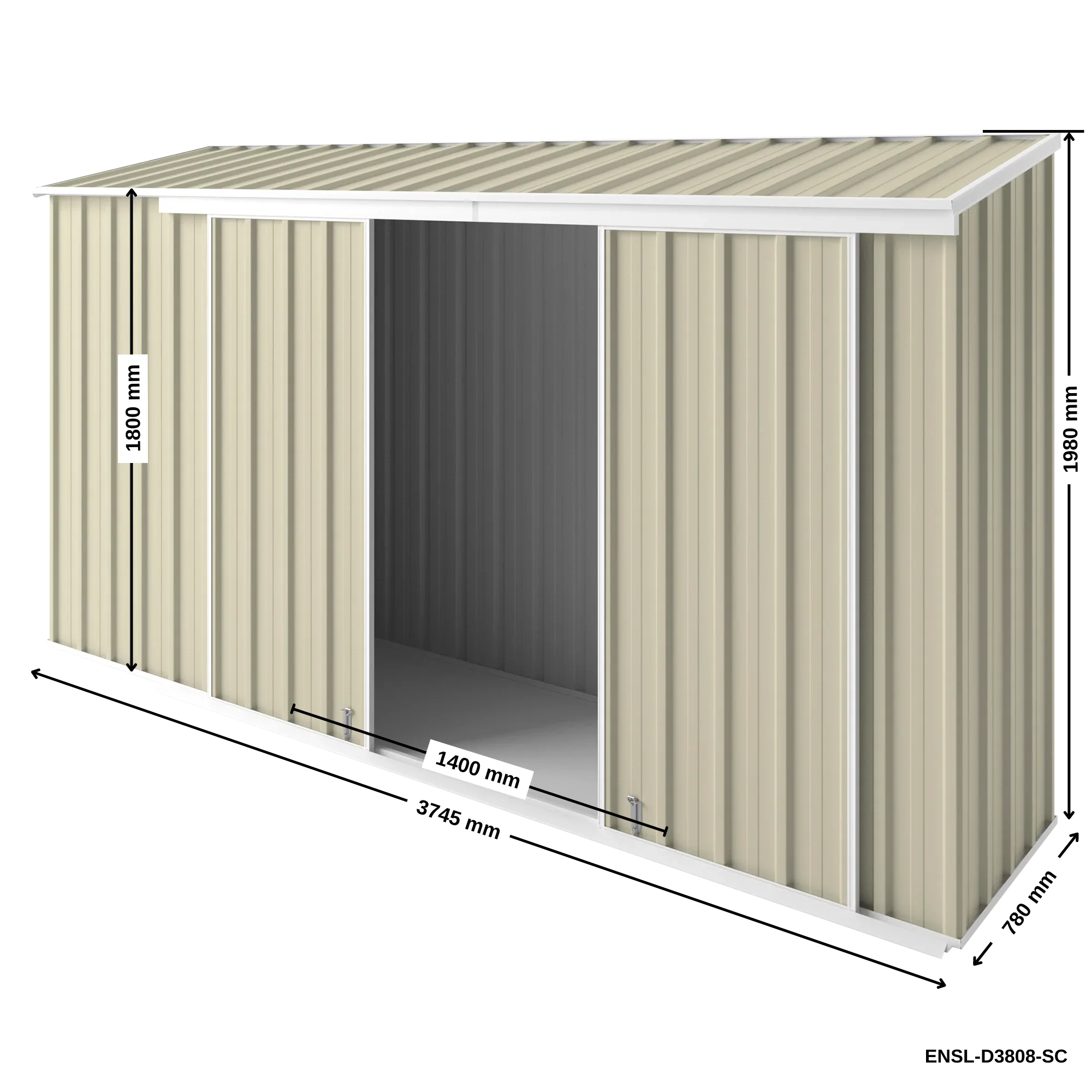 3.75m x 0.78m Narrow Slider Garden Shed - Image 17